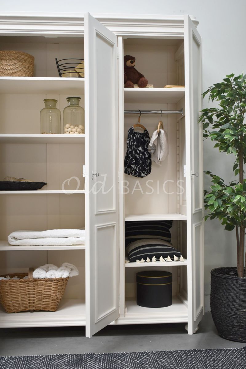 Detail van Linnenkast Amiens, 3 deuren, RAL9001, wit, crème, materiaal hout